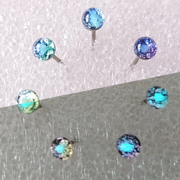 蓄光 極小 丸 ピアス 4mm ～星の記憶～ 選べるカラー 5枚目の画像