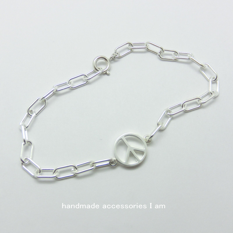 受注生産商品　ピースマーク　チェーンブレスレット　シルバー925　IB0217b