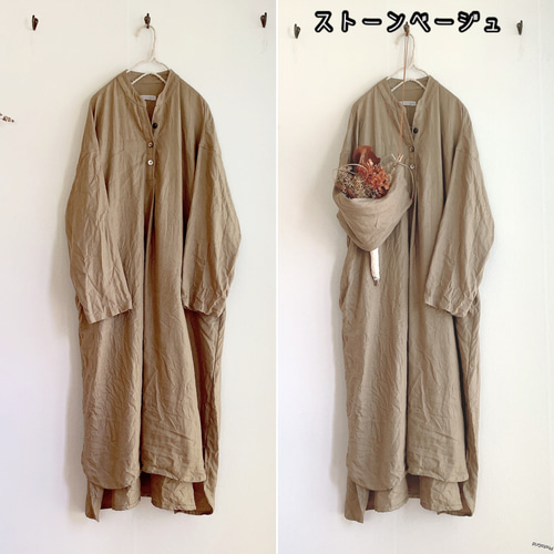 ☆新作☆最高級のフレンチリネン☆スタンドカラーVネック