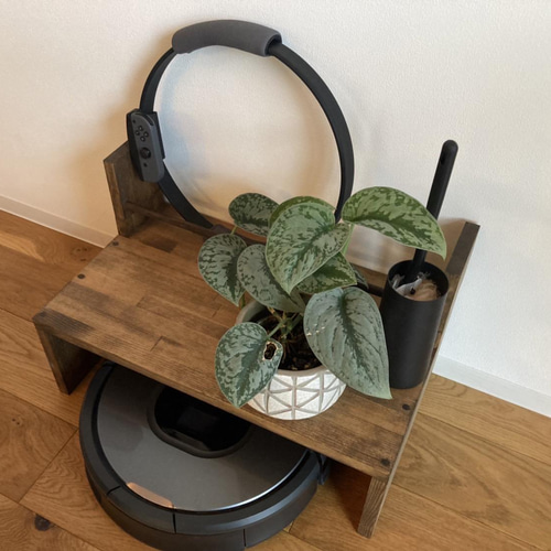 送料込み】木目を活かしたコの字ルンバ基地/ブックシェルフ等 棚