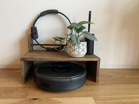 木目を活かしたコの字ルンバ基地 送料込み】木目を活かしたコの字ルンバ基地/ブックシェルフ等 棚