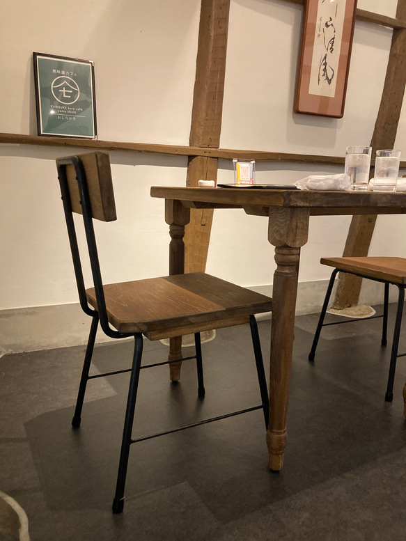 背中あり鉄脚イス　2脚セット　ダイニングテーブル.用　　椅子 キッチンスツールA・ブラックウォールナット材 M1940567366(14950円)