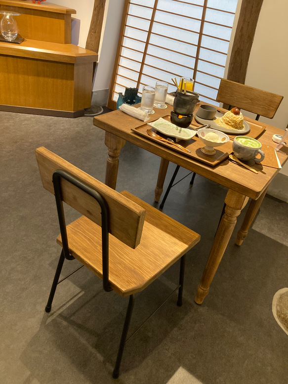 背中あり鉄脚イス　2脚セット　ダイニングテーブル.用　　椅子 キッチンスツールA・ブラックウォールナット材 M1940567366(14950円)