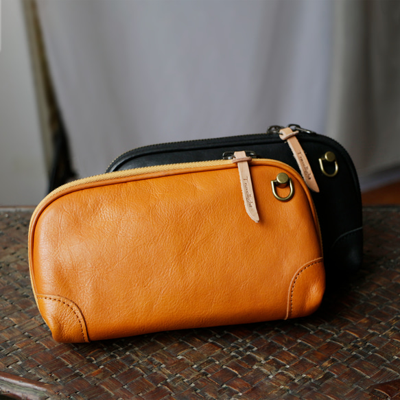 本革クラッチバッグストラップ付きスマホミニショルダーバッグ軽量ポーチ 2枚目の画像