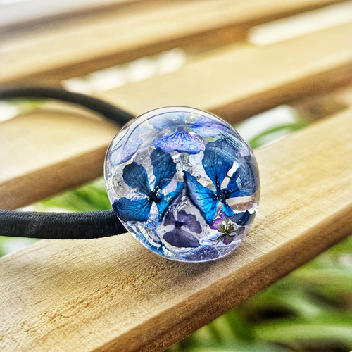 marry.c人気No.1】紫陽花*琉球ガラス入りあめ玉ヘアゴムmarry.c's