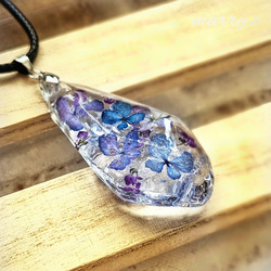 紫陽花～*琉球ガラス入り鉱石ネックレス marry.c's handmadeaccessory
