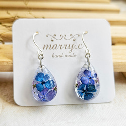 紫陽花～*琉球ガラスしずくピアス・イヤリング marry.c's handmadeaccessory 2枚目の画像