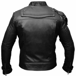 羊革・キルト袖と肩付いた羊革のライダースジャケット Sheep Leather Rider Waxed Jacket 7枚目の画像