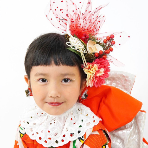 お鶴ちゃんの髪飾り(パッチン留め)七五三、成人式、結婚式