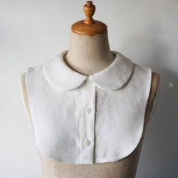 リネン生地シャツ型丸襟の付け襟 1枚目の画像
