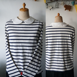 リネン生地シャツ型丸襟の付け襟 3枚目の画像