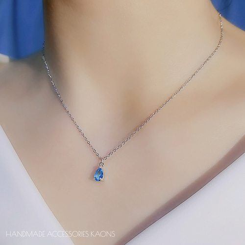 アクアマリンネックレス シンプルネックレス ステンレスチェーン アクアマリンネックレス シンプルネックレス ステンレスチェーン