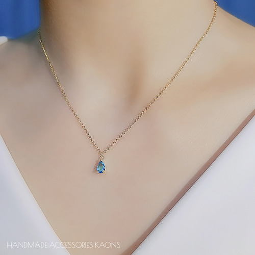 K18WG アクアマリン ネックレス シンプル アクアマリンネックレス シンプルネックレス ステンレスチェーン
