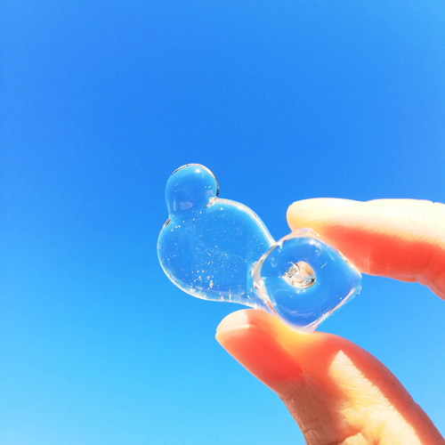 氷のペンレスト♪ 漂う白くま メロンソーダのガラスペン ペン