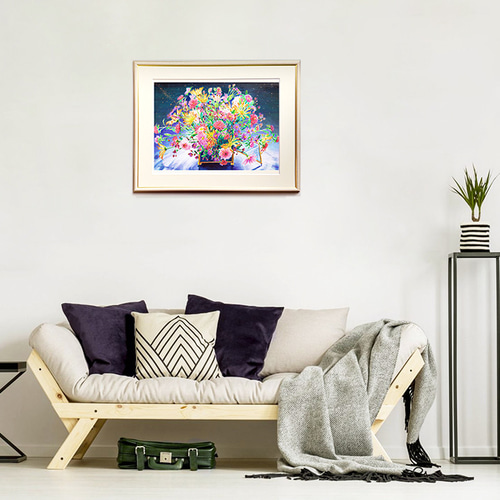 額装絵画☆画商から版画化された花の絵 リトグラフ 版画 水彩画