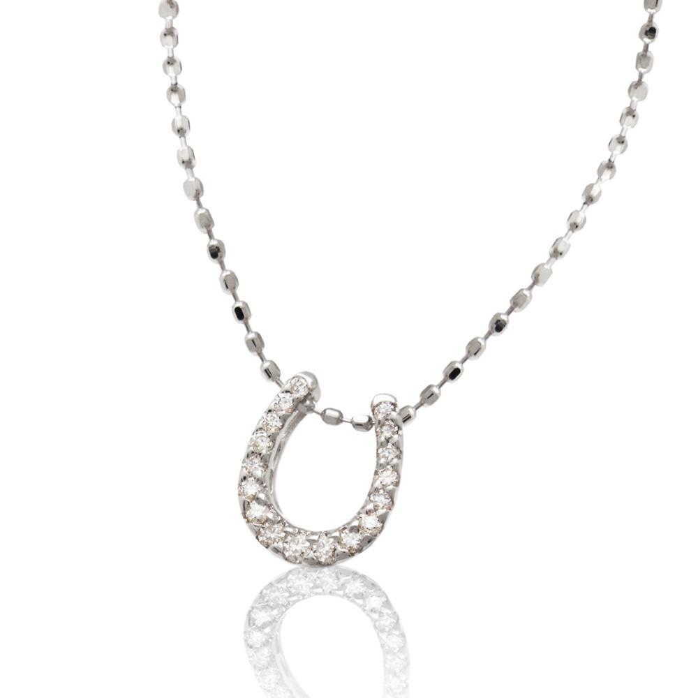 値下げ【美品】4℃ K10ホワイトゴールド ネックレス　馬蹄モチーフ 特別価格ご提供品】【お守り＆幸せを呼ぶ馬蹄♪】ネックレス K10