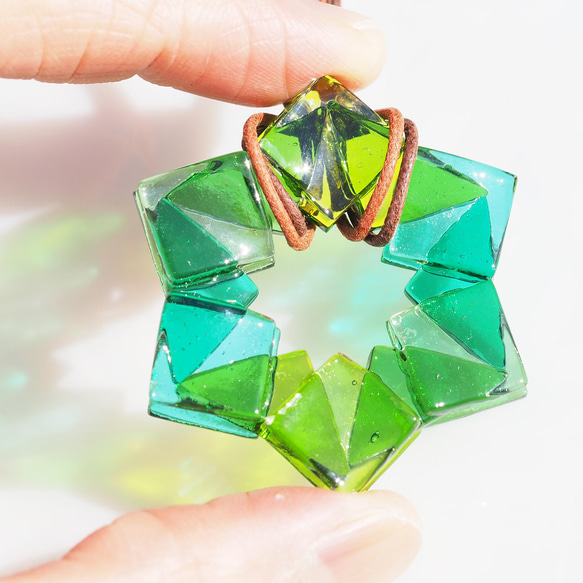 [特別]水晶玻璃“Crystal [Midori]”項鍊[可以選擇繩子顏色和長度] [定制]≪免費送貨≫ 第3張的照片