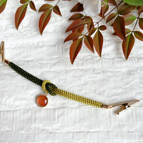 羽織紐　ストールクリップ(クリップへ変更可)着物　帯　ターコイズブルー1023 羽織紐 ストールクリップ(クリップへ変更可)羽織留 長春色 1304 - メルカリ