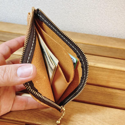 【手縫い】　小銭入れ　コンパクト財布　ヌメ革　本革　レザー　（送料無料） 5枚目の画像