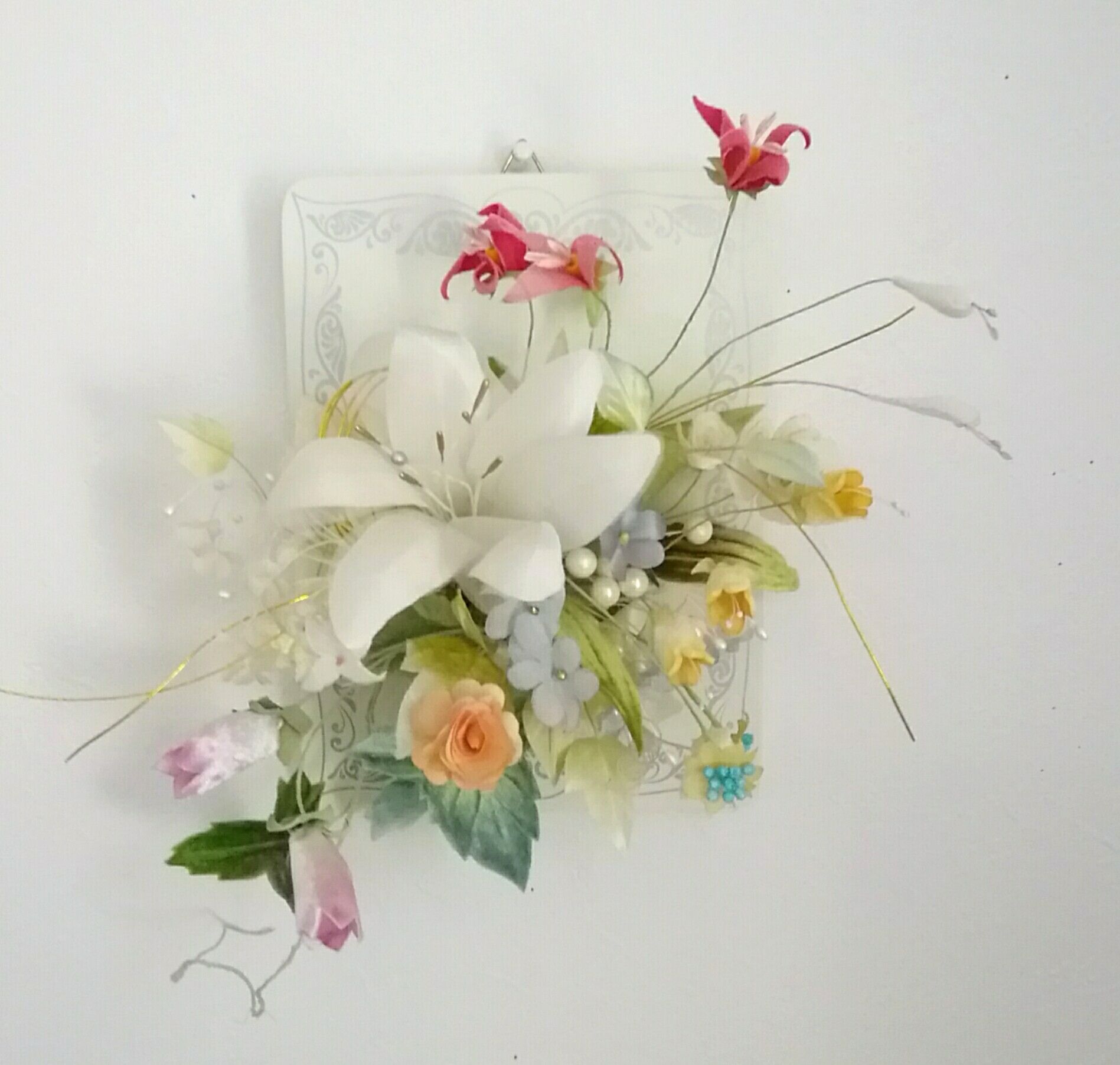 布花　染め花アートフラワー　ハンドメイド　アンティーク風　７点セットまとめ売り 布花 染め花アートフラワー ハンドメイド アンティーク風 7点