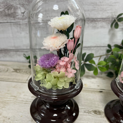 花器の色が選べる⭐︎プリザーブドフラワー 供花 仏花 クリアドーム ボトルフラワー ブラウン　ガラスカバー付き　 7枚目の画像