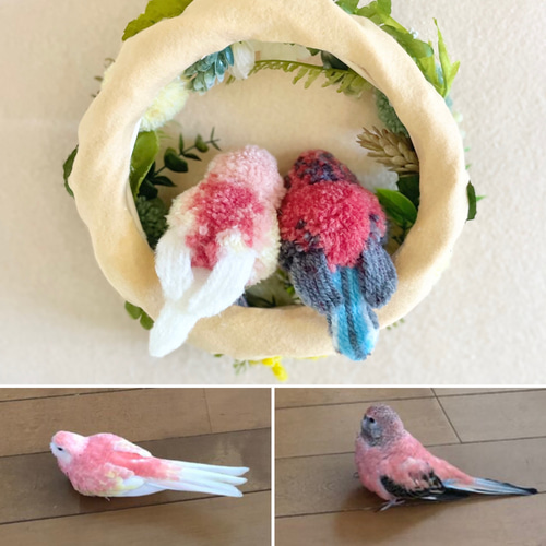鳥さんのうちの子ポンポンリース インコ 文鳥 オカメインコ