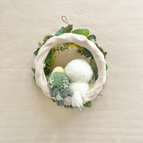 鳥さんのうちの子ポンポンリース インコ 文鳥 オカメインコ マメルリハ