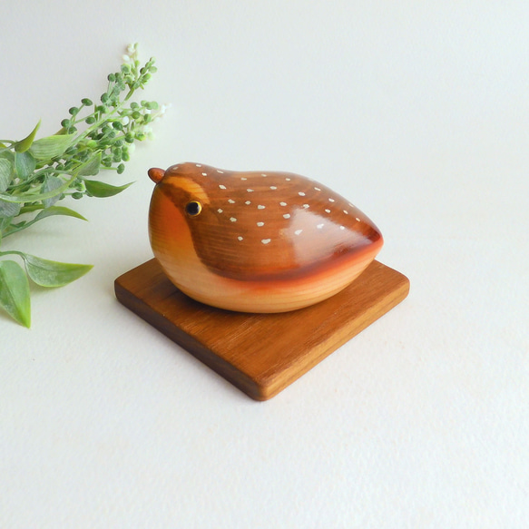 ウズラ (★台付き)  quail / wooden bird 3枚目の画像