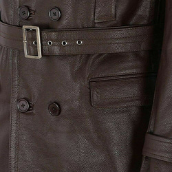 牛革・毛皮襟付き牛革ロングコート Cow Leather Long Coat with Fur Collars 5枚目の画像