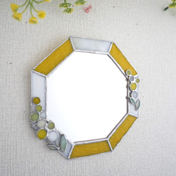 ✴︎:.｡.グリーン×ホワイトの八角形の鏡♪（Size20/Max21） ステンド