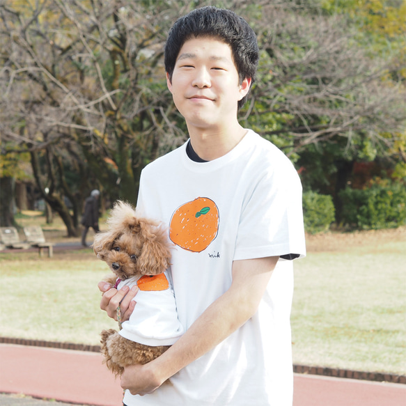 ハンドメイド　犬服　ミカン わんことお揃いコーデ2枚セット☆彡 みかん Tシャツ 犬服 ☆ お散歩