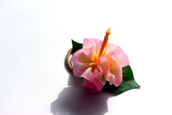 木槿花髮帶/3 件套裝/用於草裙舞、浴衣和尤克里裡演奏會/夏威夷花領帶、花飾、絲帶花環 第4張的照片