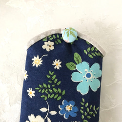 メガネケース　花柄 ネイビー ブルー 青 フラワー 7枚目の画像