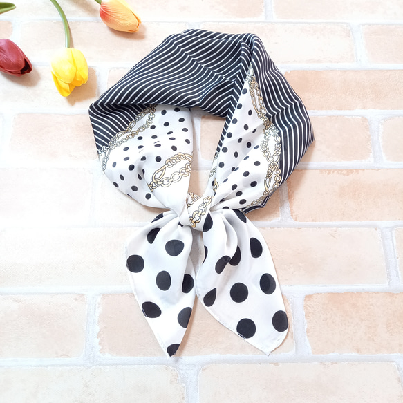 スカーフ大判ストライプドット柄0328 スカーフ・バンダナ olive 通販