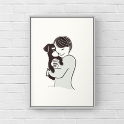 ミニチュアシュナウザー【誕生日】A4イラストポスター　犬　うちの子 2枚目の画像