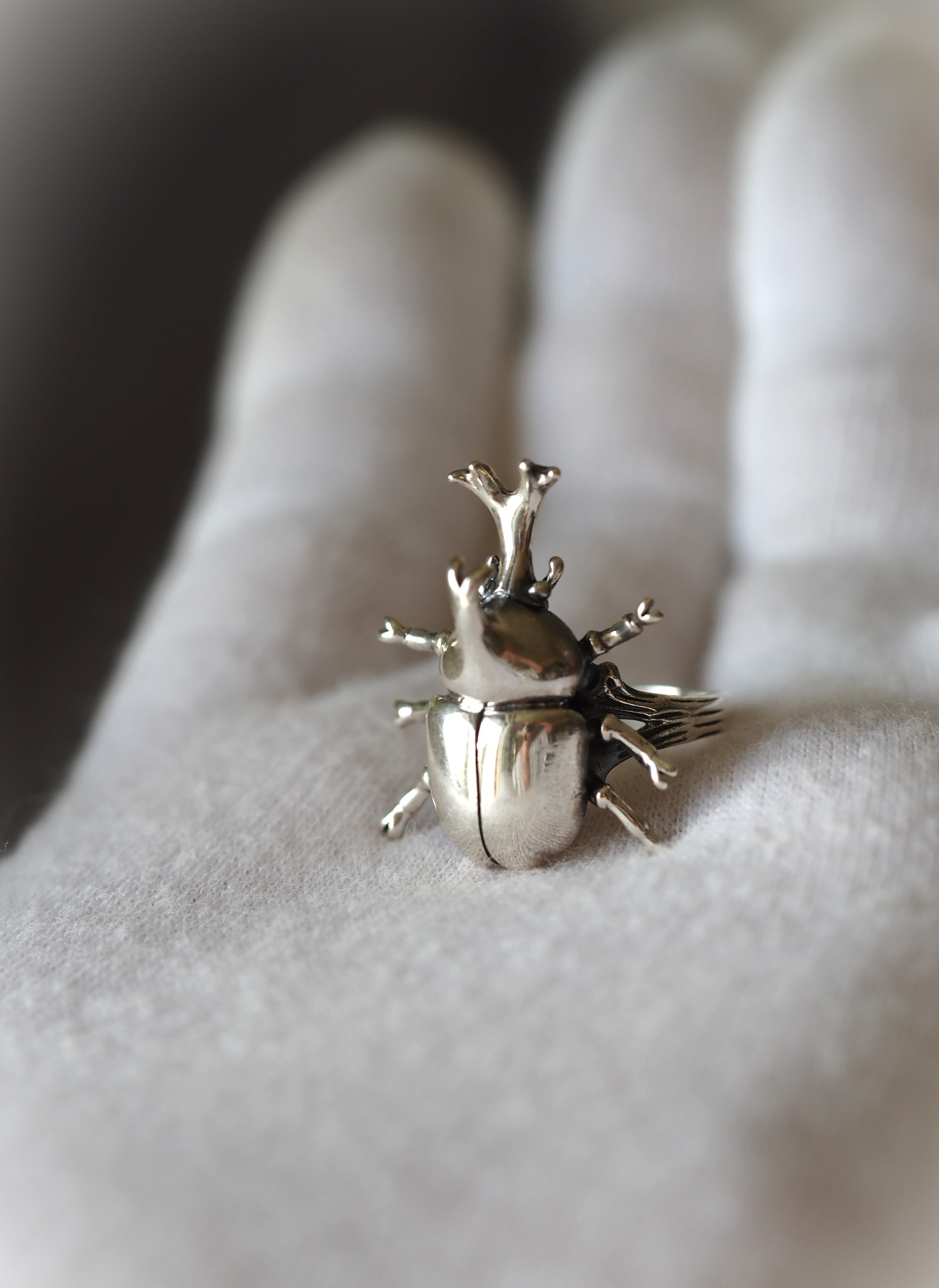 再販　S925 リアル「カブトムシ」リング＝３