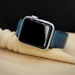 【限定】高級革使用Apple Watch クロコダイル革 ワニ革 バンド 時計ベルト D70総手縫い製作 3枚目の画像