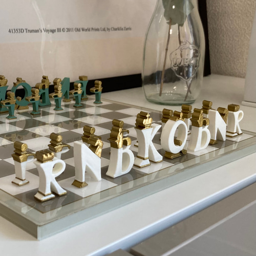 受注制作】ALPHABET CHESS OBJET ＊フレンチ＊グレイッシュ