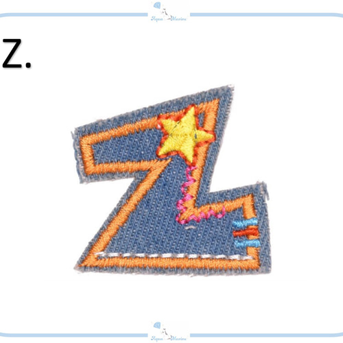 ES15【 Z 】アップリケ 刺繍 デニム アルファベット イニシャル  