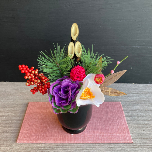 より可愛くなりました♪【大人気】お正月 ミニ門松 ーつや黒・受注制作