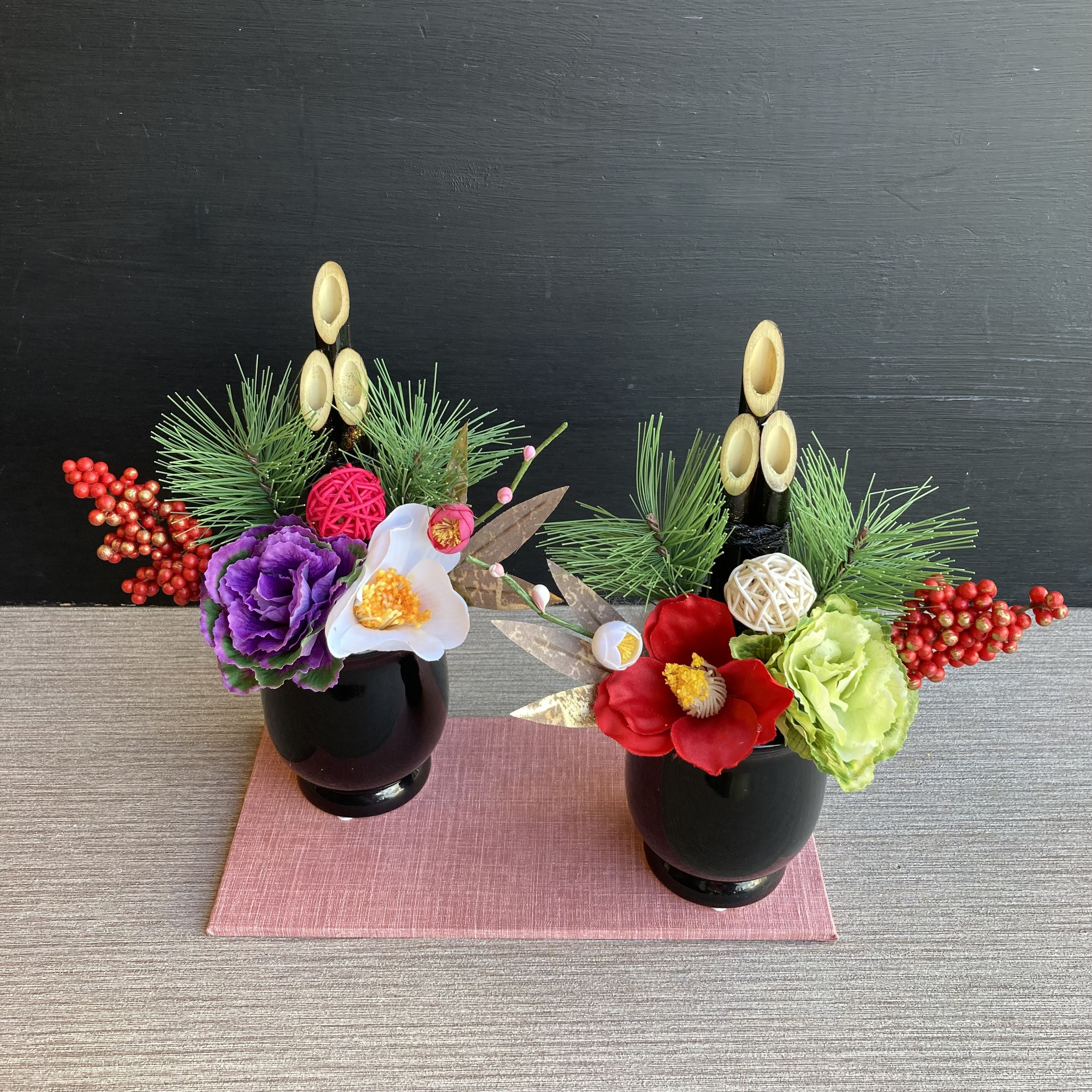 より可愛くなりました♪【大人気】お正月 ミニ門松 ーつや黒・受注制作