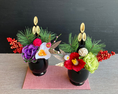 より可愛くなりました♪【大人気】お正月 ミニ門松 ーつや黒・受注制作