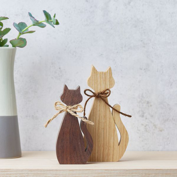 【送料無料】キャット ナチュラル Ｌサイズ 猫雑貨 猫 ネコ オブジェ 置物 木製 ハロウィン ナチュラル 北欧 2枚目の画像