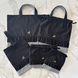受注生産】入学入園5点セット ♡赤チェック♡ レッスンバッグ