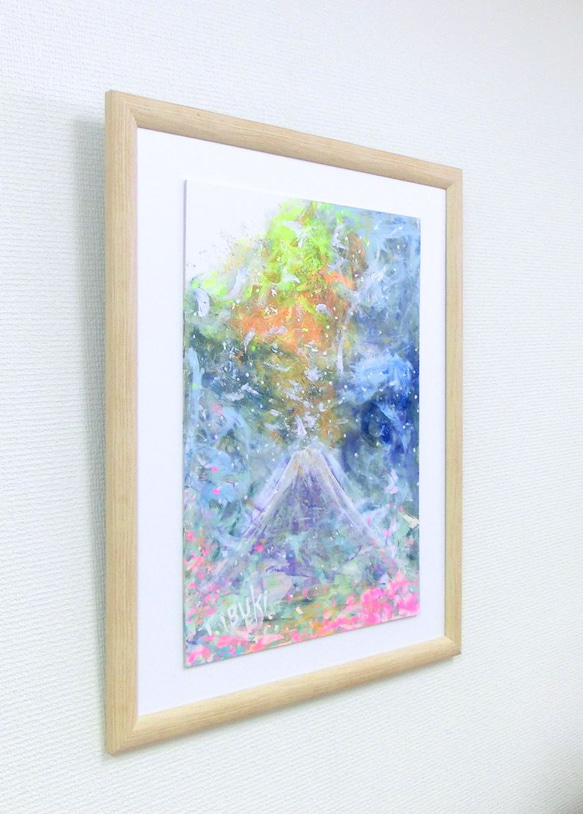 原画「富士のすそ野に咲き誇る、この花サクヤ姫の花 (A3サイズ)」額サイズ44×54㎝  パワーアート 5枚目の画像
