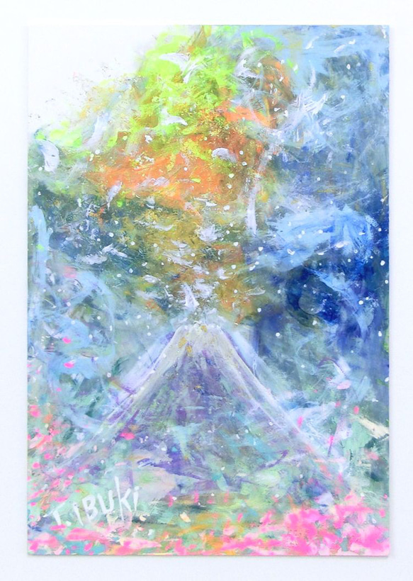 原画「富士のすそ野に咲き誇る、この花サクヤ姫の花 (A3サイズ)」額サイズ44×54㎝  パワーアート 2枚目の画像