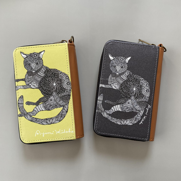 ＼選べるカラー／『マーガレットと桜の猫』ミニ財布　コインケース・パスケース 3枚目の画像