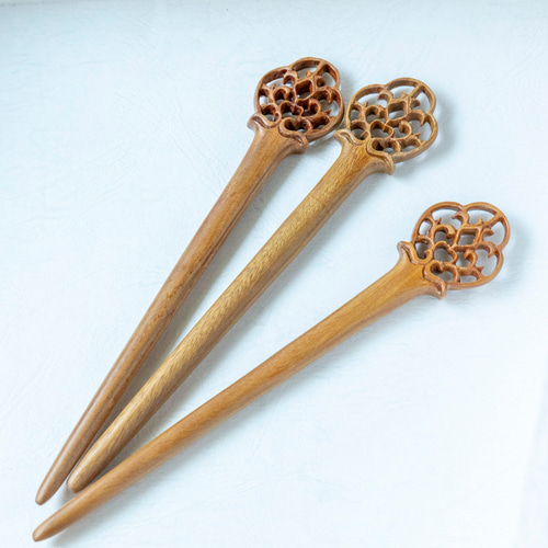 再販 木製かんざし 檀木 和装髪飾り 簪 ヘアアクセサリー 緑檀  