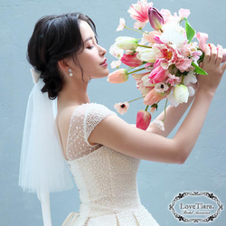 チュール リボン ヘッドドレス【フェアリー】(H-159)| ウエディング 前撮り 結婚式 花嫁 韓国 ベール 披露宴 4枚目の画像