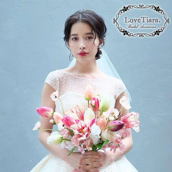 チュール リボン ヘッドドレス【フェアリー】(H-159)| ウエディング 前撮り 結婚式 花嫁 韓国 ベール 披露宴 5枚目の画像